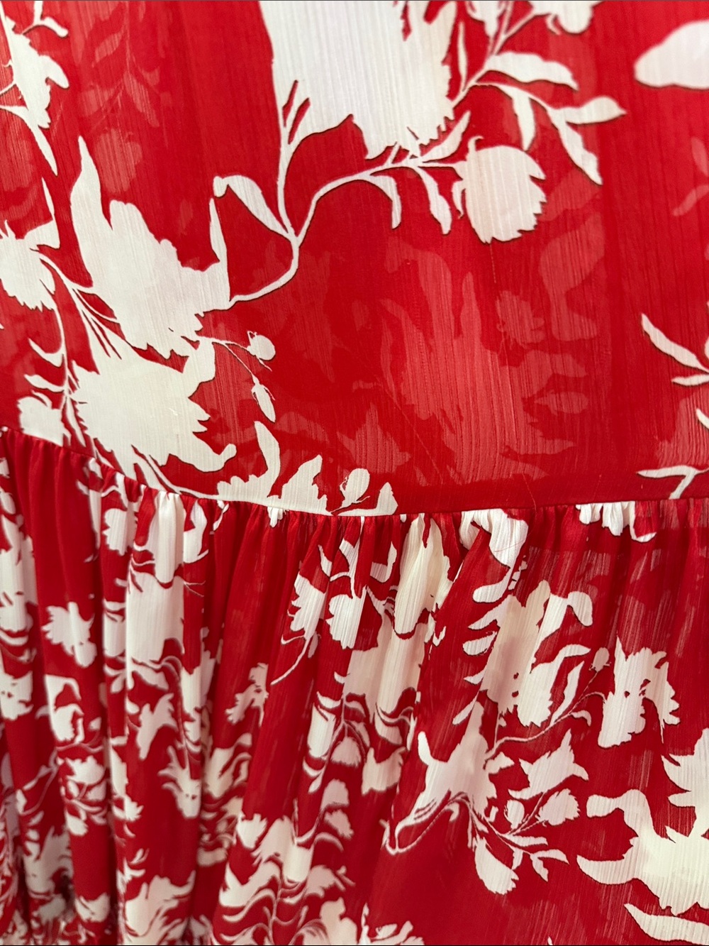 Johanna Ortiz &H&M Red and White Floral Pleated Maxi Dress size M - Picture 8 of 8